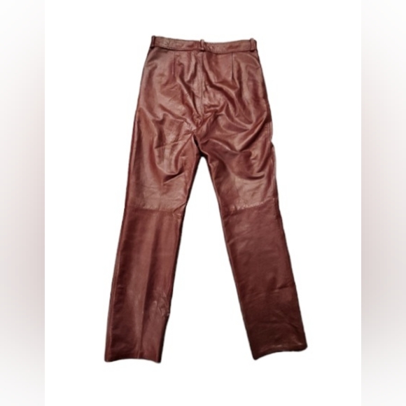 Genuine Leather Straight Leg Pants Burgandy Fully Lined - Picture 3 of 5